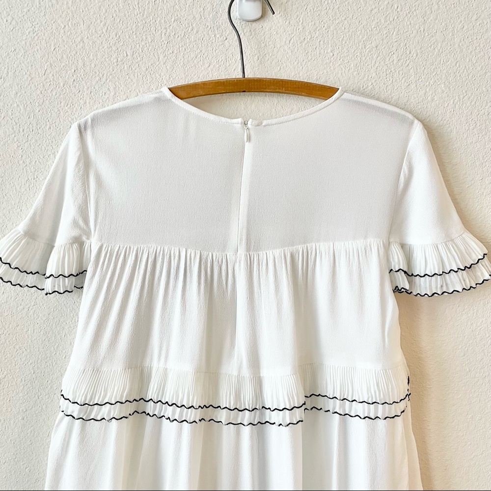 SOLD Anthropologie Elliat Tiered Ruffle Pleated Dress in White Size Petite Small - Picture 4 of 7